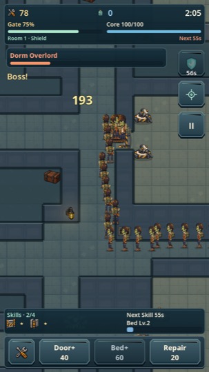 A zombie wave at the door